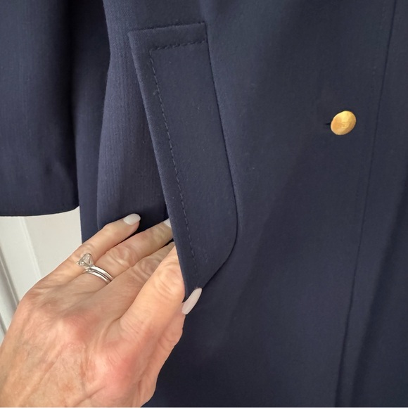 Rena Lange Navy Tailored A-Line Coat | Gold Buttons | Germany | 8 - Picture 5 of 12
